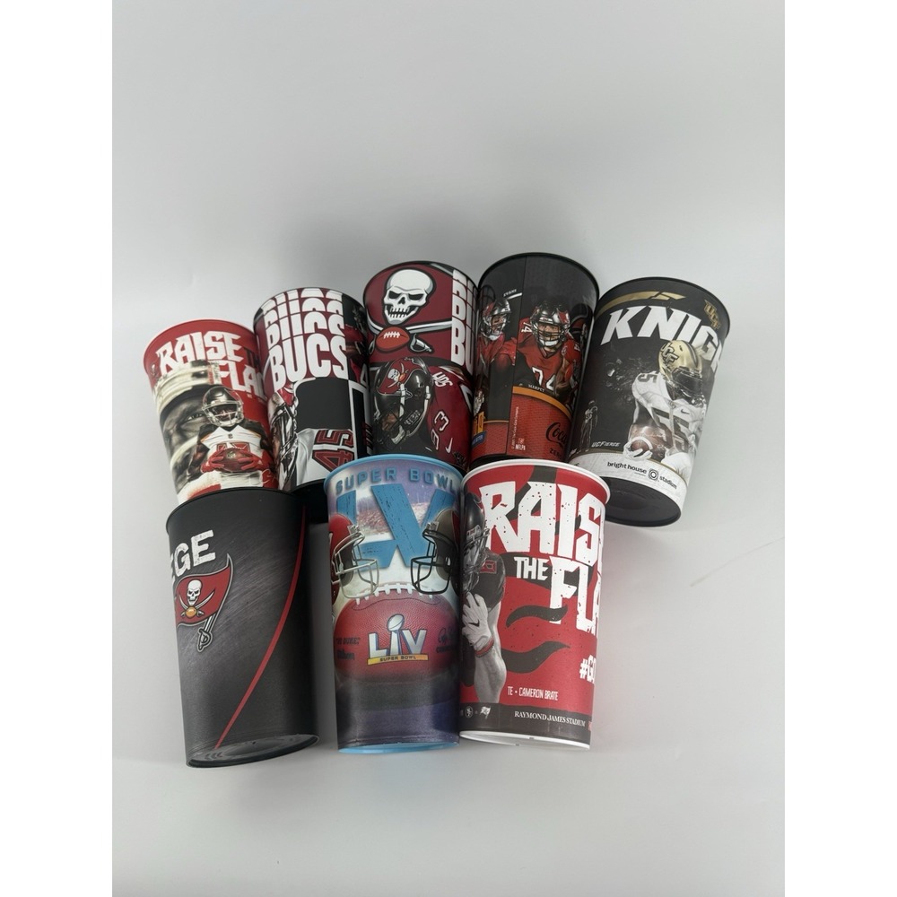 Tampa Bay Buccaneers Souvenir Cups Plastic & UCF Plastic Cup Lot Of 8